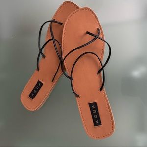 Aqua flat strap slides in size 10